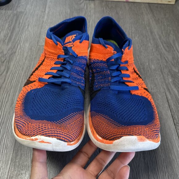 Nike Free 4.0 Flyknit Shoes Orange Blue Rare  Mens Size 13 main image 8